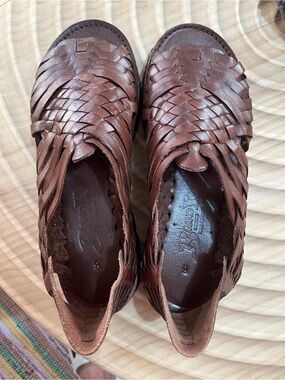 Men’s Brand X Brown Woven Leather Mules with Slip-On Comfort